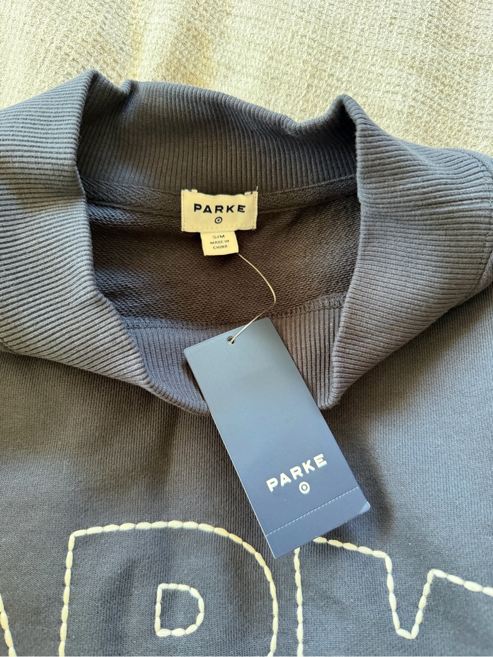 NWT PARKE x Target Mockneck Pullover Sweatshirt - Navy - Size S/M - Picture 4 of 4